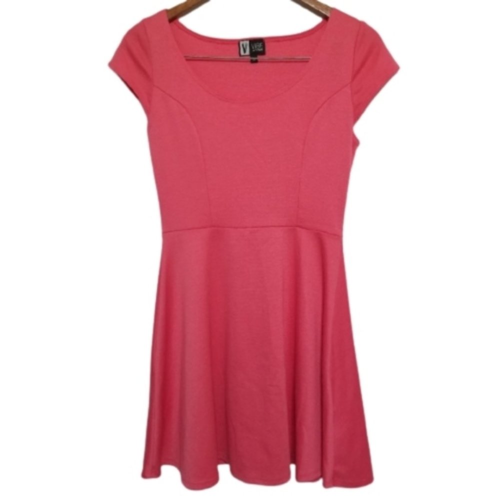 Vibe Sportswear Short Sleeve Fit and Flare Mini dress,  MEDIUM